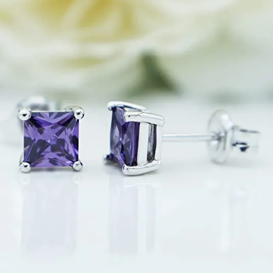925 Sterling Silver 18k White Gold Plated Purple