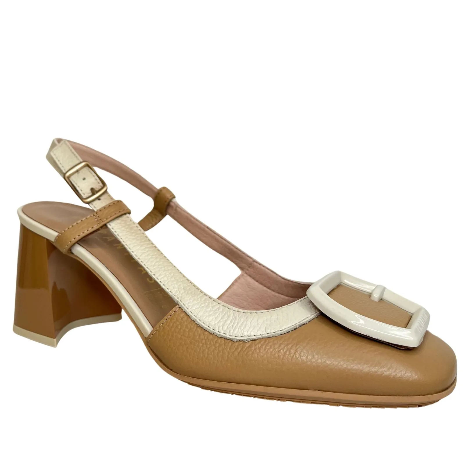 Hispanitas Tan & Cream Leather Heeled Shoes